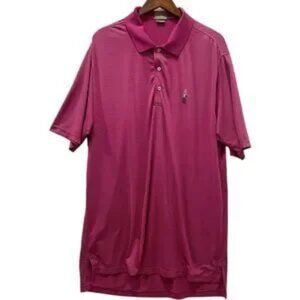 Fennec Men's Pink Striped Short Sleeves Golf PoloShirt Embroidered Logo Size XL